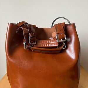 Women’s Brown Leather Tote Bag - Classic Buckle Detail